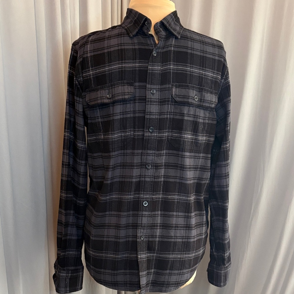 George Men's Black & Gray Plaid Flannel Shirt